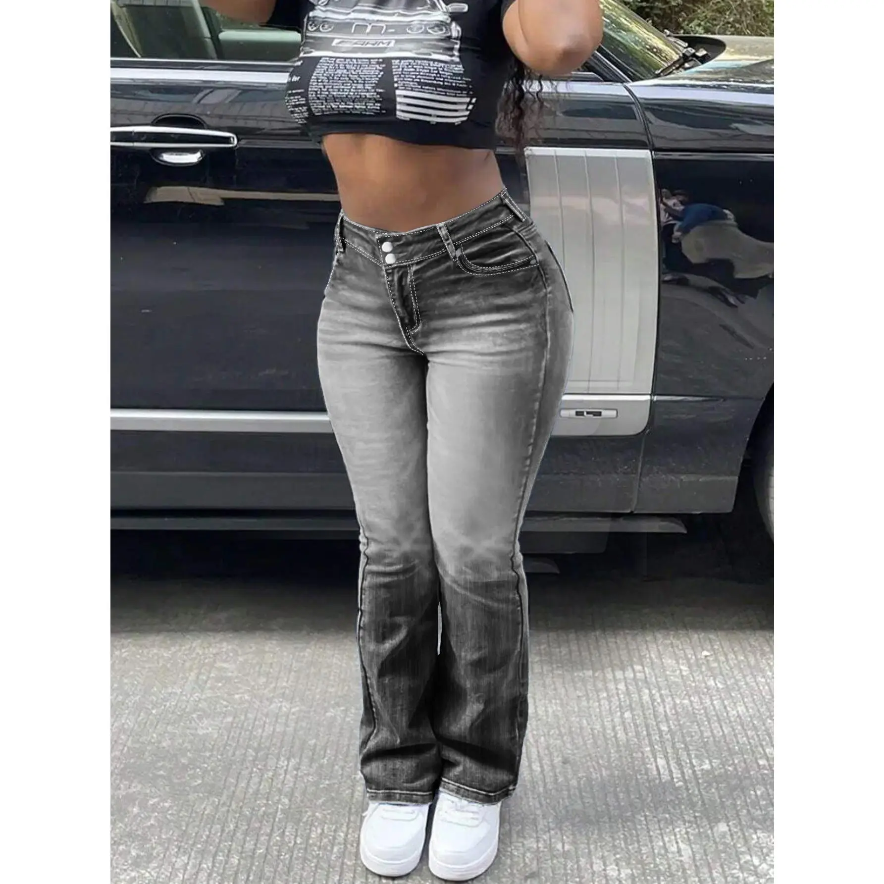 Women's slim fit sexy bell bottom pants, long pants, ripped jeans, back to school students, opening ceremonies, teacher attire, parties, birthday parties, nightclubs, nightclubs, rebellious girls
