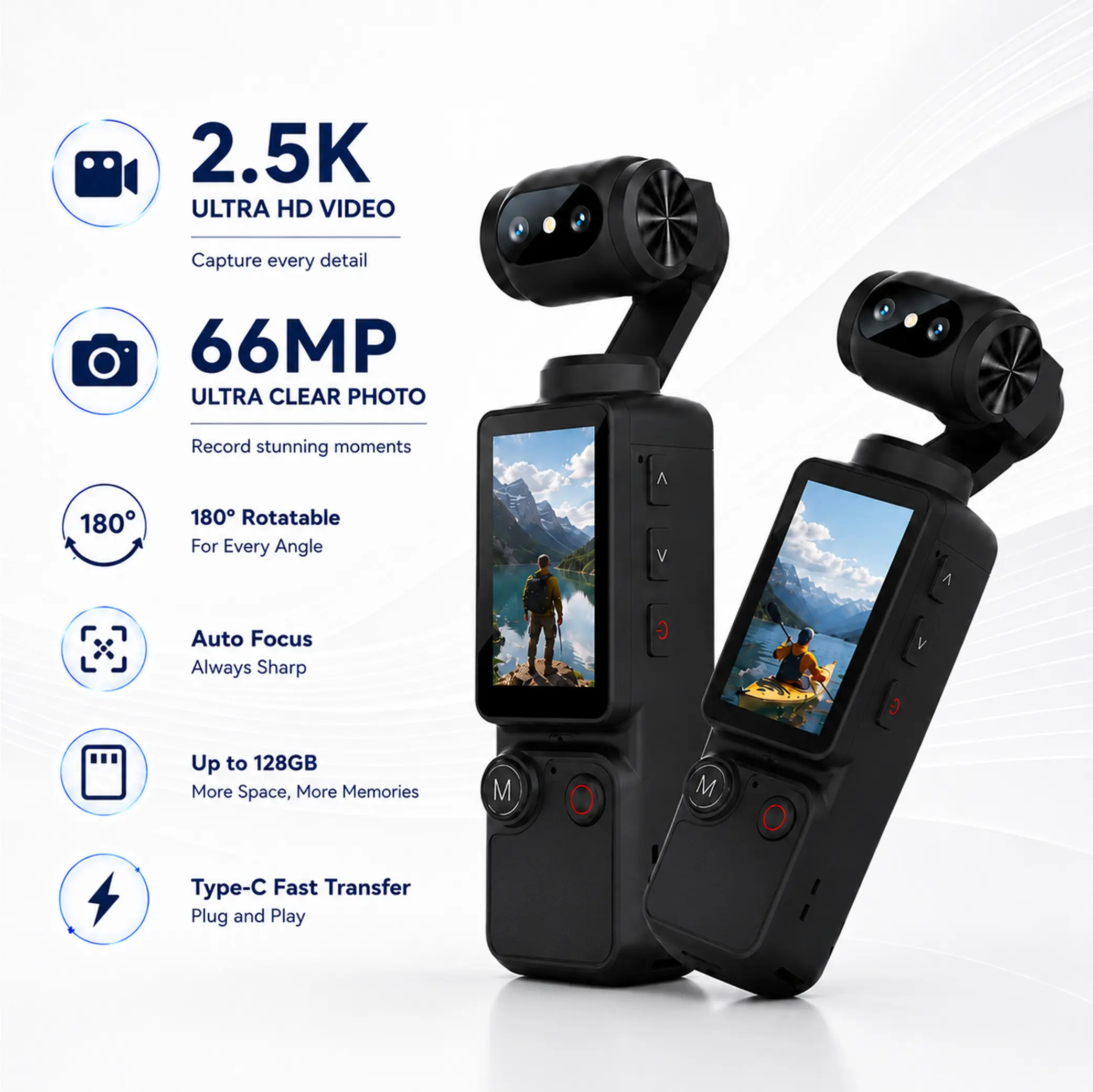 1080P Digital Vlogging Camera, Portable Pocket Camera with 180° Rotating Lens, 1.9" LCD Screen, Type-C Charging, Built-In Mic for YouTube, TikTok, Travel & Daily Use