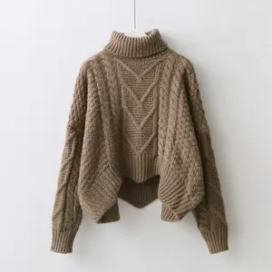 Womens Oversized Cable Knit Sweaters 2025 Fall Winter Trendy Button Up Turtleneck Chunky Pullover Sweater Tops 88 4 Polyester 3 8 Viscose 3 9 Acrylic 3 9 Polyamide