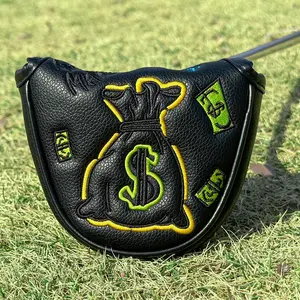 Golf Putter Head Cover with Fun Money Pattern Design, Magnetic Closure, Waterproof Dustproof PU Material, Fits Most Brands Gifts, Golf Accessories