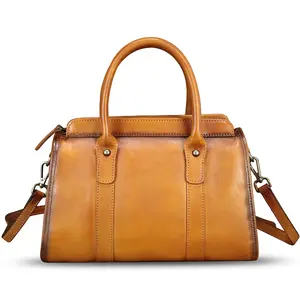 Genuine Leather Purses and Handbags for Women Vintage Handmade Leather Top Handle Purses Satchel Shoulder Bag with Strap