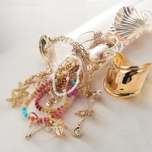 Fine Line Ocean style Mystery jewelry jar- Jewelry Box for Women, Summer Gift Set (Necklace, Earrings, Rings) - Unique Birthday Gift for Her new jewelry jar Organiser Pearl mystery jewellery jar surprise