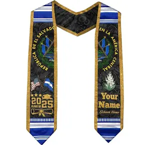 Custom Salvadorans Graduation Sash, Salvadorans American Flag Graduation Sash 2025, Personalized El Salvador Graduation Stole 2025