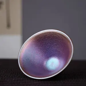 Colorful Jianzhan Teacup, Chinese-style Ceramic Host Cup, Household Teacup, Glazed Candy Cup with a Radiant Finish