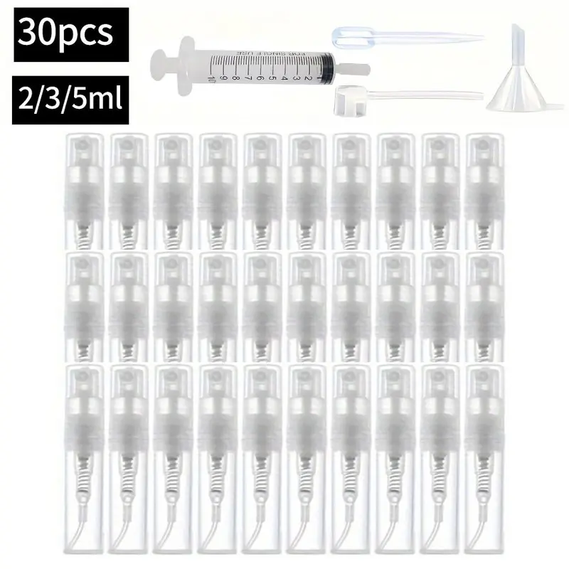 Portable Travel Spray Bottle Set, 30pcs Refillable Spray Bottle with 4 Counts Accessories, Portable Perfume Bottle for Women, Cosmetic Tools, Makeup Container Set, Makeup Accessory