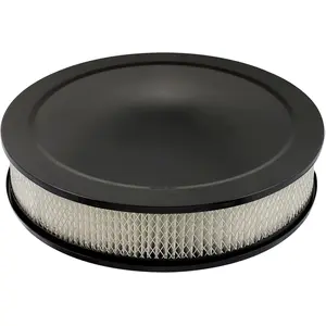 Mr. Gasket 9790BP Competition Air Cleaner - Flat Black 14" Diameter 3" Tall Paper Element for Single Carburetors High Performance Street Use