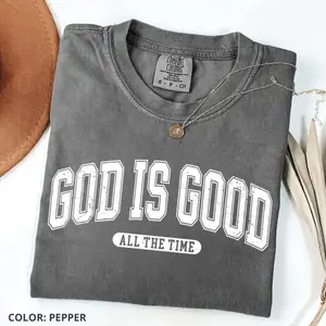 Comfort Colors Retro Christian T-shirt, God Is Good Christian Aesthetic Shirt, Religious Jesus Graphic Tee For Daily Wear, Apparel Made In The USA		