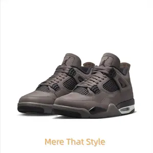 Retro Mid-Top Basketball Shoes in Dark Brown Suede with Breathable Mesh Panels