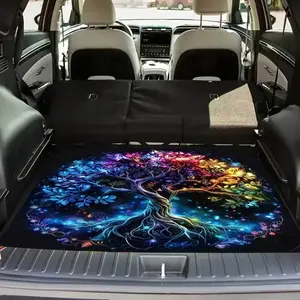 1pc of Colorful Life Tree Pattern Car Trunk Mat - Stylish Design, Suitable for SUVs and Sedans, Keep the Interior Clean, Durable Material, Add Artistic Touch to the Interior, Car Interior Accessory, Car Accessories