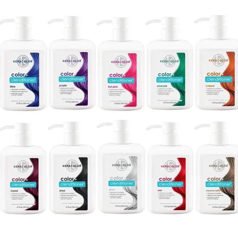 Keracolor Color + Clenditioner Gentle Hair Dye - 12 fl oz (355ml) Haircare Bottle, No Bleach Coloring Treatment with Coconut & Hydrolyzed Keratin, Vibrant Tones for Treated Hair (3-15 Min Application)