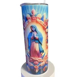 Vaso térmico de 20 oz de acero inoxidable de la virgen de Guadalupe. Lupita. Virgen. Termo.