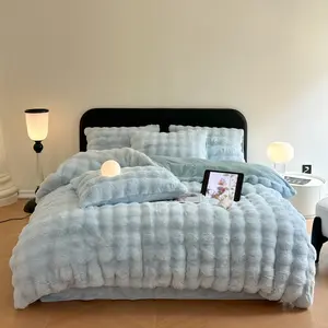 Luxury Plush Shaggy Duvet Cover, Decorative Duvet Cover, Soft Velvet Fluffy Furry Duvet Cover(1 Faux Fur Fuzzy Comforter Cover Only), Zipper Closure(Light Blue)