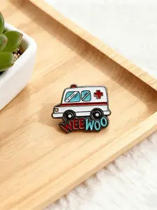 Humorous Medical Enamel Pin | "Wee Woo" Ambulance Brooch | Quirky Lapel Pin for Healthcare Workers & Pop Culture Fans | Gift for EMT Enthusiasts & Whimsical Aesthetic Lovers