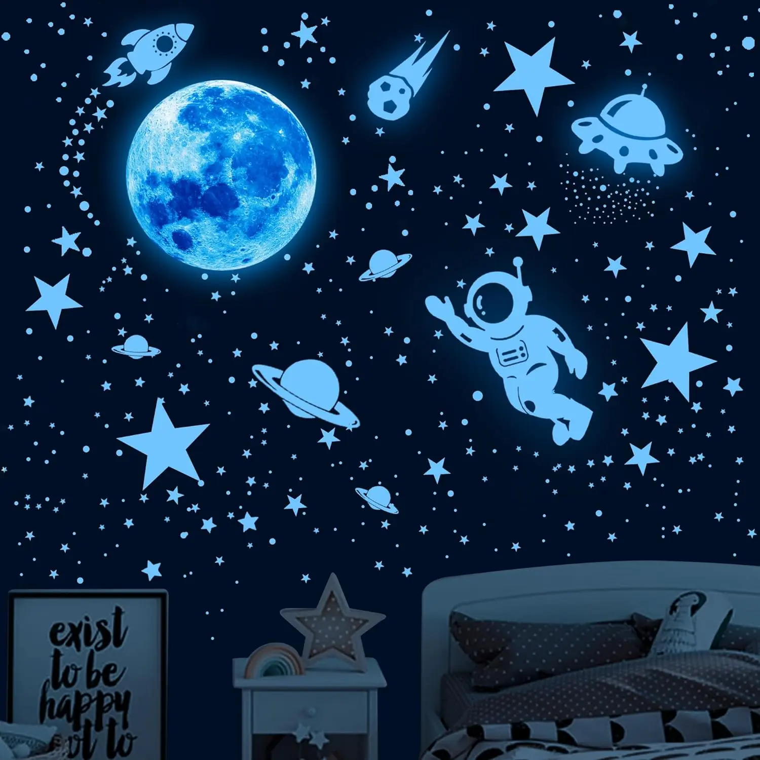 530 count Glowing Stars for Ceiling,Glow in The Dark Stars,Space Wall  Solar System Galaxy  Wall Stickers for , Wall Decor for Girls  Bedroom  Birthday Party Favor