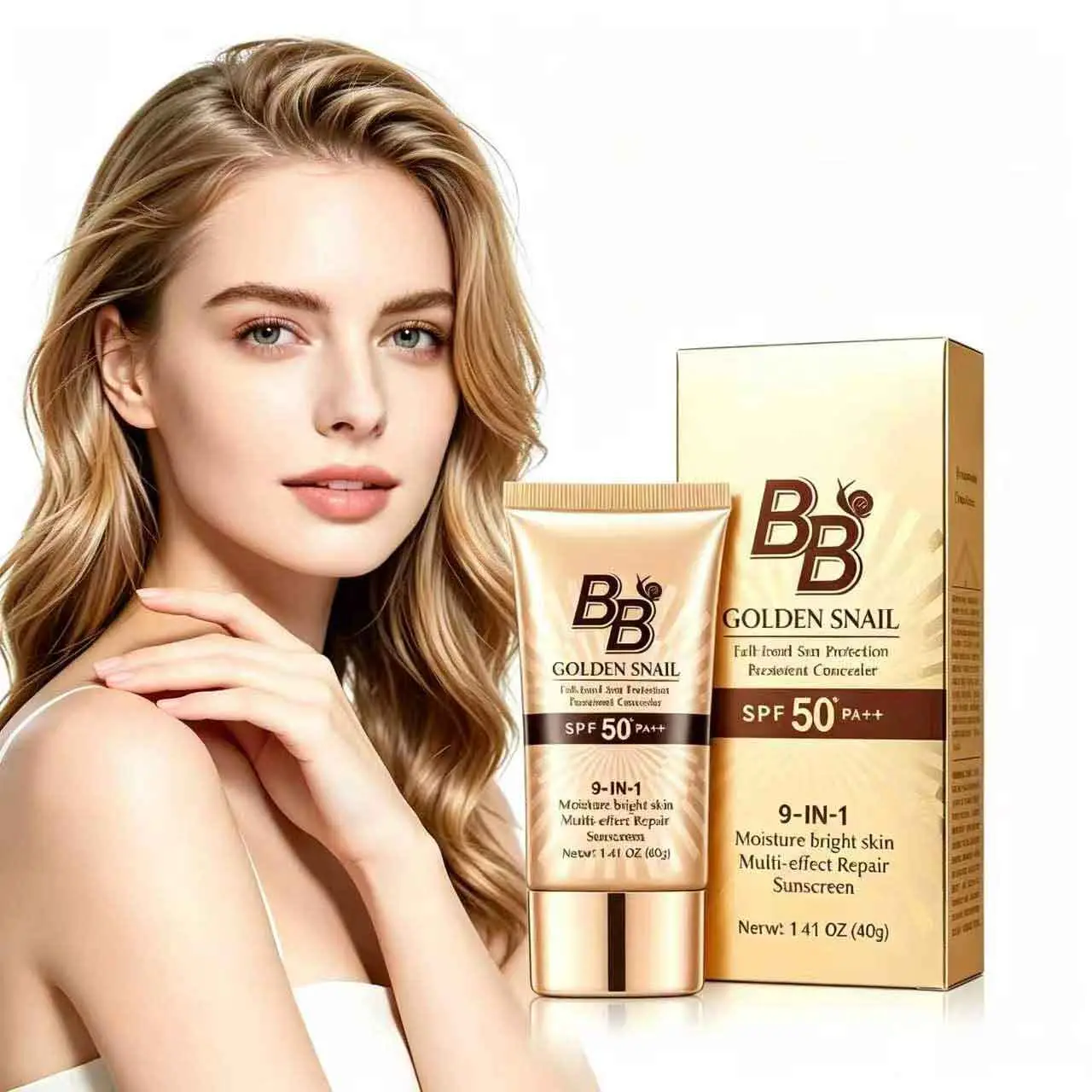 Snail BB Cream Regular Edition, SPF Sun Protection Primer, High-Coverage Waterproof Matte Makeup Base, Oil ControlHydrating Moisturizing Color Correcting Cosmetic, Refreshing Non-Greasy, for Adult Makeup Beginners, Beauty Daily Gift