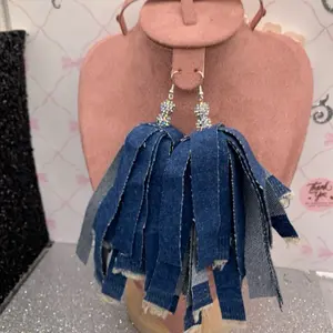 Denim Tassel Earrings