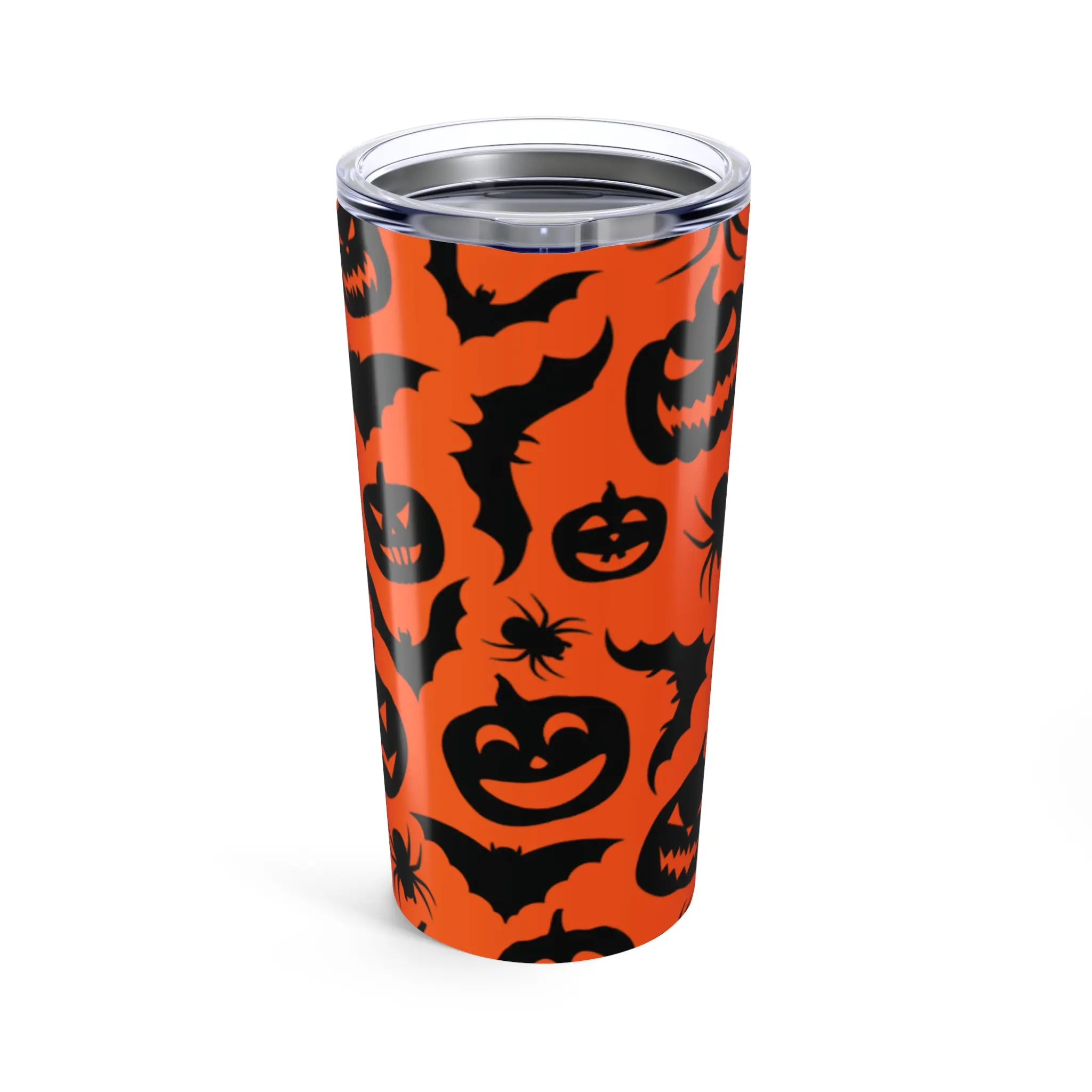 20oz Halloween Themed Tumbler - Cute Pumpkin and Bat Design, Spooky Coffee Cup, Fall Kitchenware Drinkware, Perfect for Halloween Celebrations