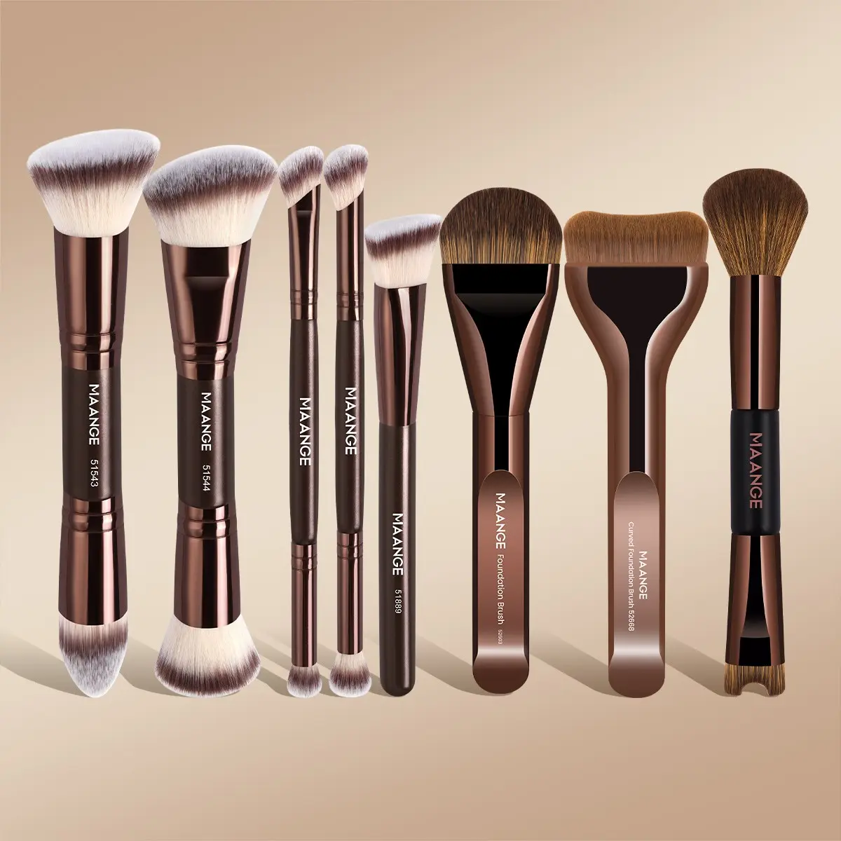 Maange 8-Piece Makeup Brush Set, Multifunctional Makeup Brushes, Cosmetic Brushes, Foundation Brush, Loose Powder Brush, Contour Brush, Concealer Brush, Eyeshadow Brush, Blush Brush, Travel-Friendly