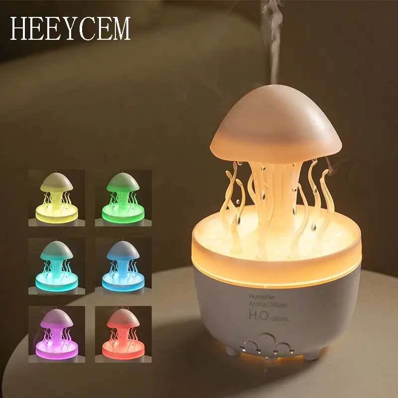Rotating Water Drop Design Humidifier, Plug and Play Colorful Light Night Light Air Humidifier with Remote Control, Desktop Air Humidifier for Home Office