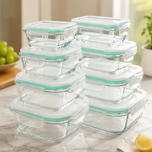 16pcs Sealed Glass Food Storage Containers with Lids 8 Containers 8 Lids Durable Glass Lunch Boxes Microwave Safe for Salads Fruits Vegetables Sandwiches