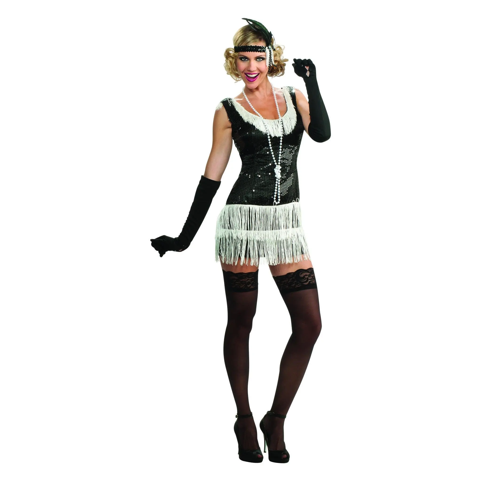 Womens Black Sequin Flapper Costume