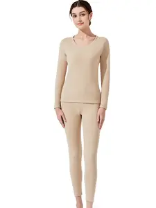 Warm Cashmere Silk Thermal Underwear Set for Women | Long Sleeve Crewneck Top & Lounge Pants, Perfect for Sleep, Lounging & At-Home Comfort