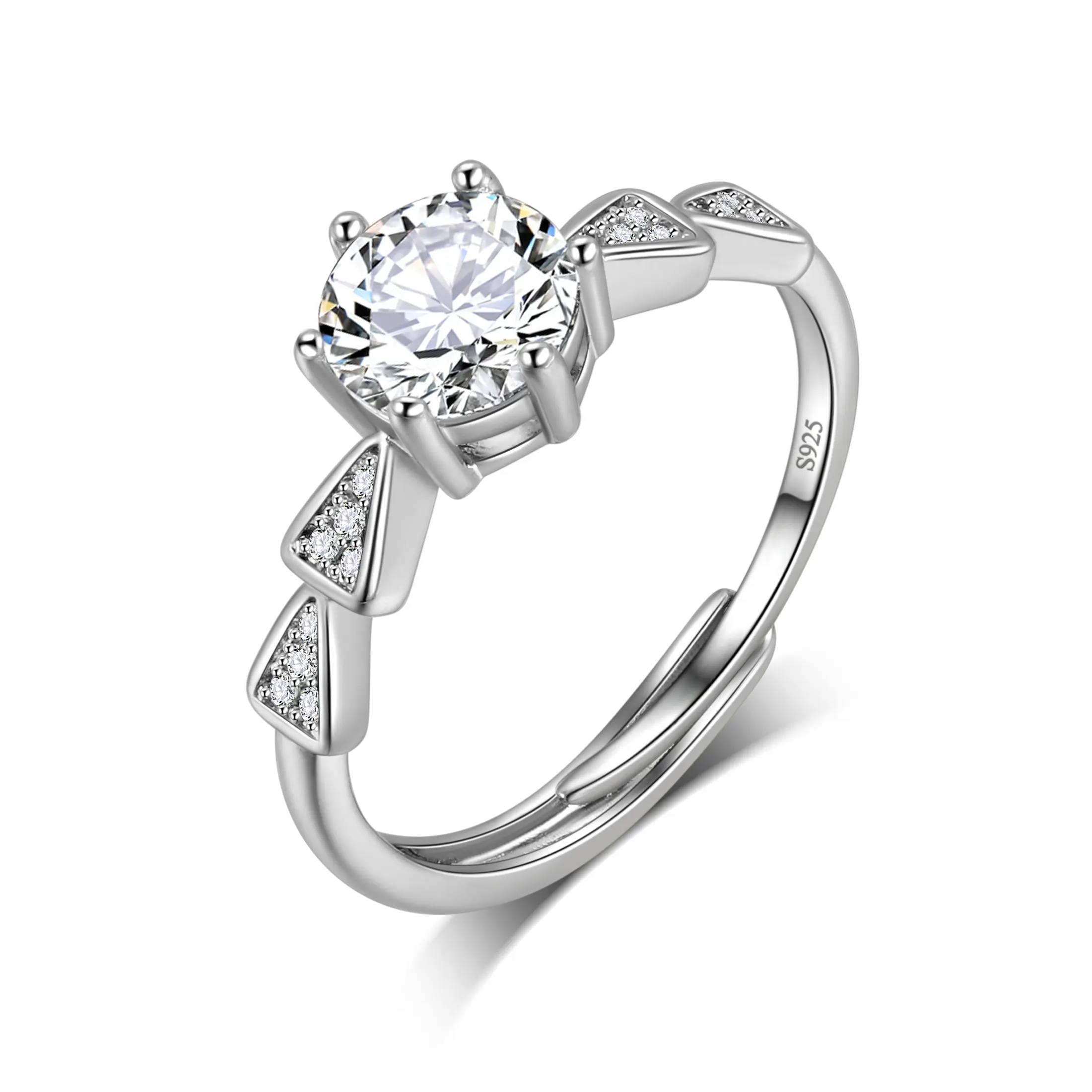 Fasjewly Classic Simple Rhinestone Decorated Ring, Luxury Gorgeous Ring for Women, Sterling Silver Simple Ring, Fashion Jewelry for Party, Daily Clothing Decor,Birthday Gift with Adjustable