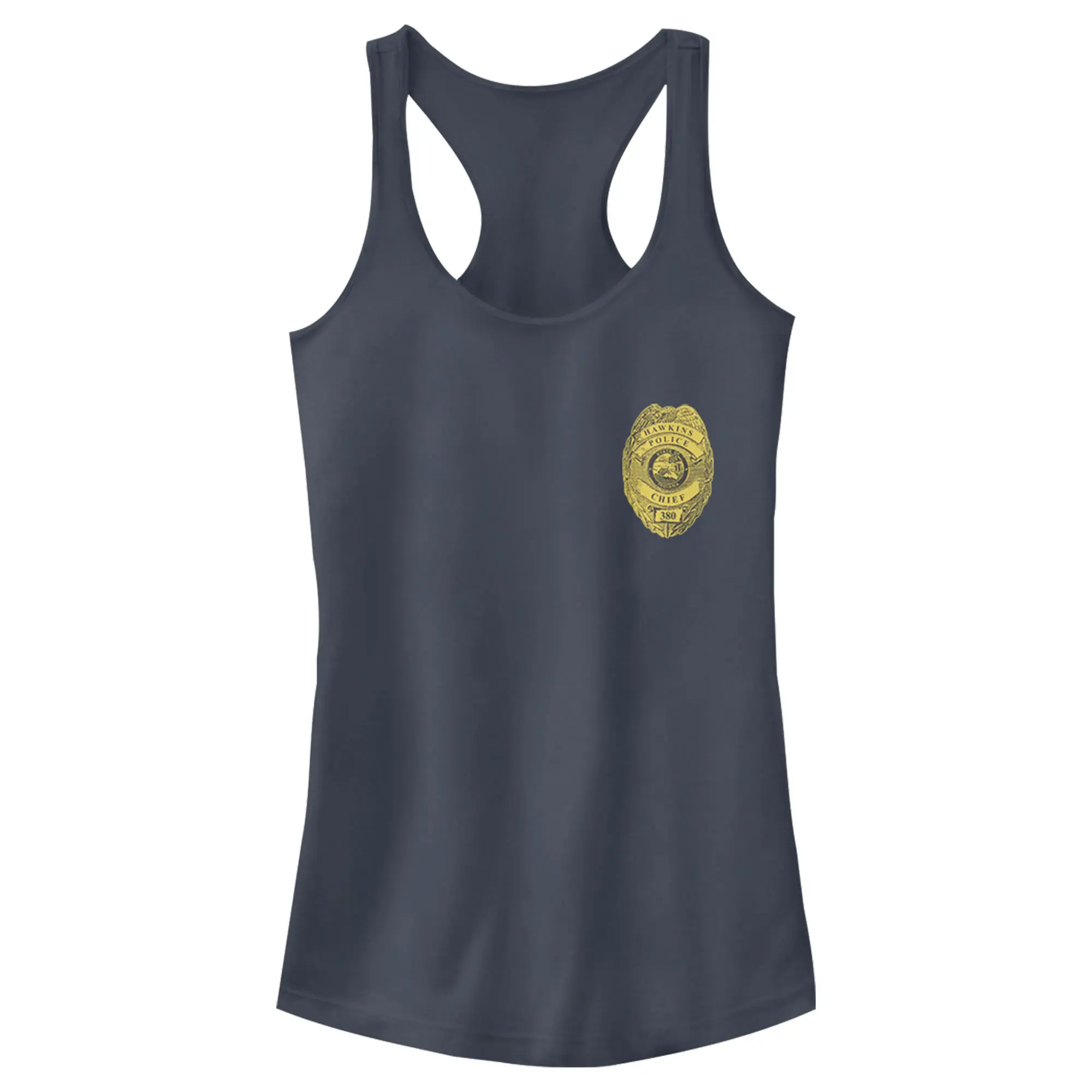 Juniors Womens Stranger Things Hawkins Police Badge Costume Racerback Tank Top