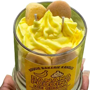 Bougie Bakerie Kandles Southern Banana Pudding Kandle - Handcrafted Hyper Realistic Artisan Gourmet Dessert Candle with Realistic Banana and Vanilla Wafers Candle Decor Candle
