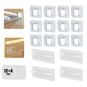 Self Adhesive Shelf Support Peg Set,No Drilling Partition Pin,Punch Free Closet Division Plate Bracket,Traceless Sticker Cabinet Clapboard Layer Holder,Strong Bearing/Heavy Duty/Waterproof(12pcs+4pcs)