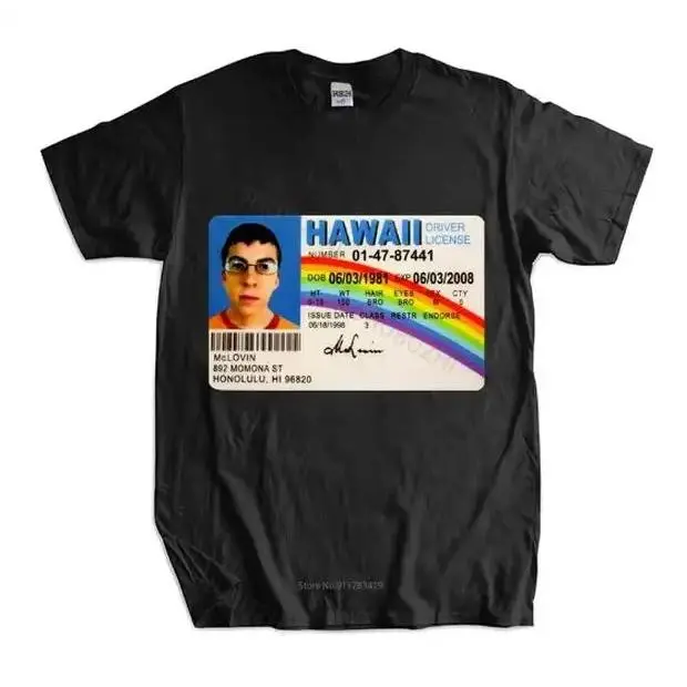 McLovin's Fake ID Graphic T-Shirt - Menswear Unisex Short-Sleeve Casual Top, Funny Adult Gift Shirt