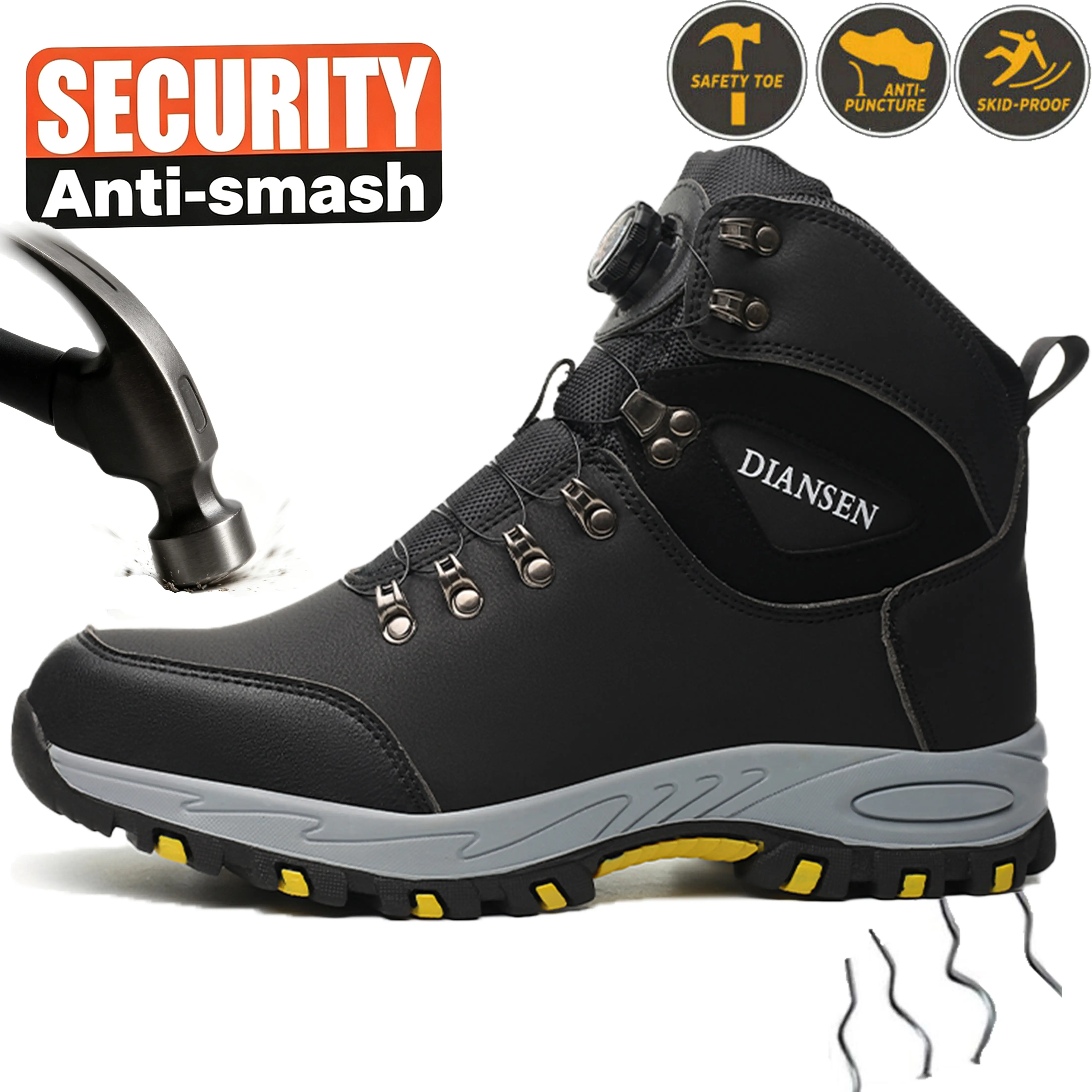 Men’s Industrial‑Grade Steel‑Toe Safety Work Shoes Impact‑Resistant Puncture‑Proof Durable Protective Footwear for Outdoor Job‑sites