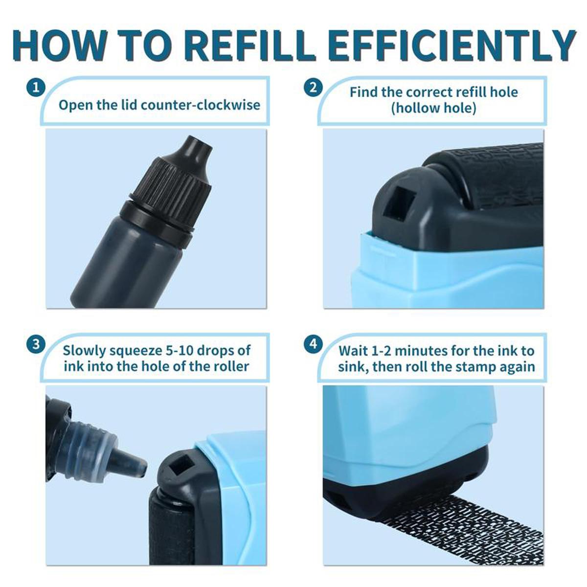 Identity Theft Protection Roller Stamp, 1 Count Confidential Roller Stamp, Anti Theft, Privacy & Security Stamp, Information Blocker, Refill Ink, Designed for ID Account Data Address Security