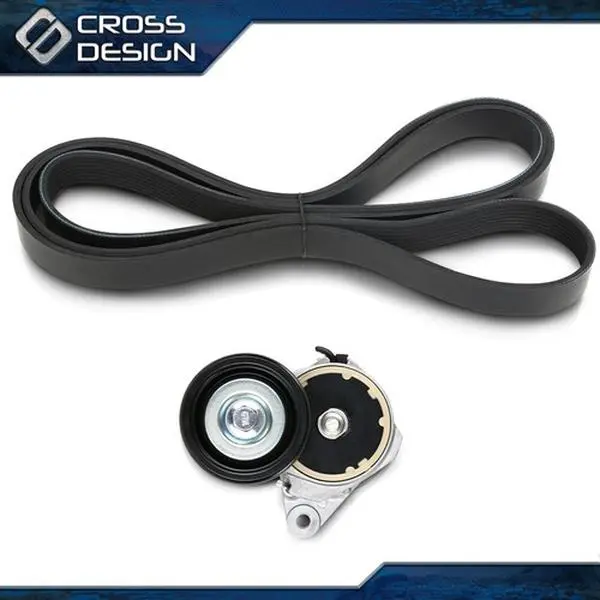 CROSSDESIGN Durable Use Set of Drive Belt & Tensioner Set, 100% Brand New, Easy to Install, Factory Direct Replacement for 2007+ Toyota Tundra, 1-Year Warranty