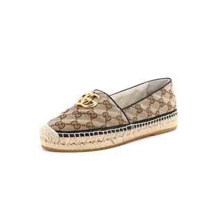 Pre-owned Gucci Women's GG Marmont Espadrilles Diagonal Quilted GG Canvas by Rebag