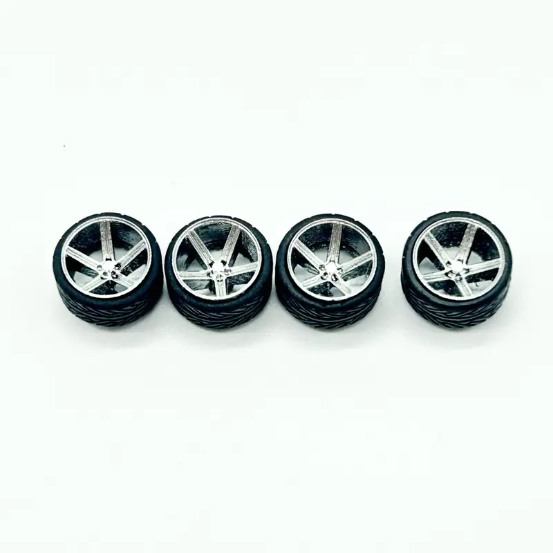 10mm IROC Rep. 3D Wheels with Rubber Tires for 1:64 Scale Diecast Car Model Collectible