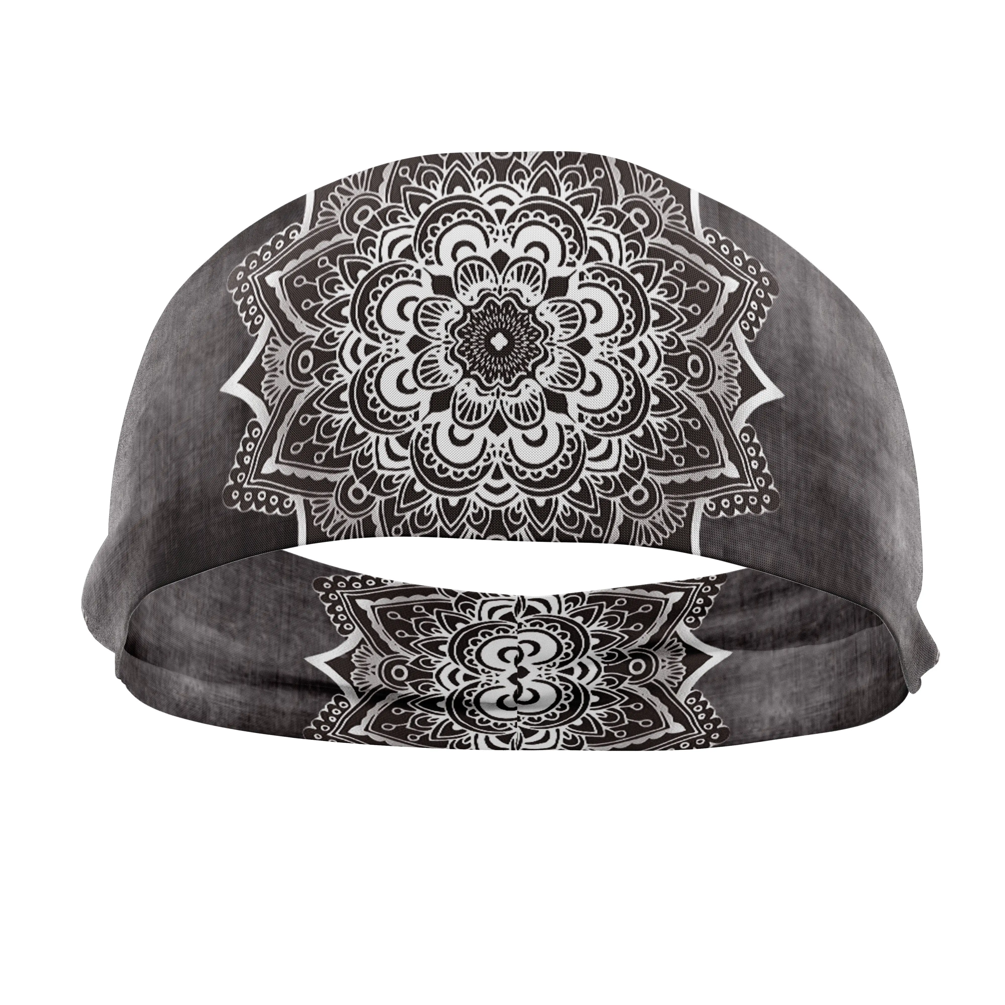 RAVEbandz The Pro - Wide Stretch Headband (Grey Grunge Mandala) RAVEbandz The Pro - Wide Stretch Headband (Grey Grunge Mandala)
