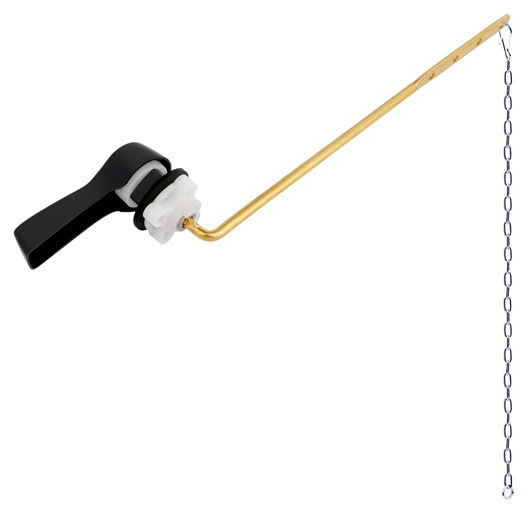 Hibbent Universal Metal Front-Mount Toilet Handle Replacement Kit, Matte Black Bowl Flush Handle with Solid Brass Tank Lever, Stainless Steel Flapper Chain for Most Toilet Tank Holes, Lever + Chain