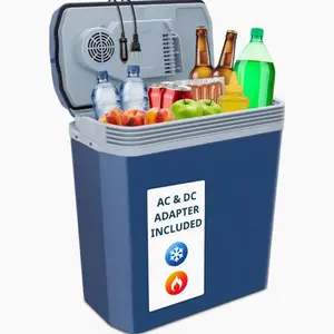 Ivation Electric Cooler & Warmer with Handle | 24 L Portable Thermoelectric Fridge for Vehicles & Trucks| 110V AC Home Power Cord & 12V Car Adapter for Camping, Travel & Picnics