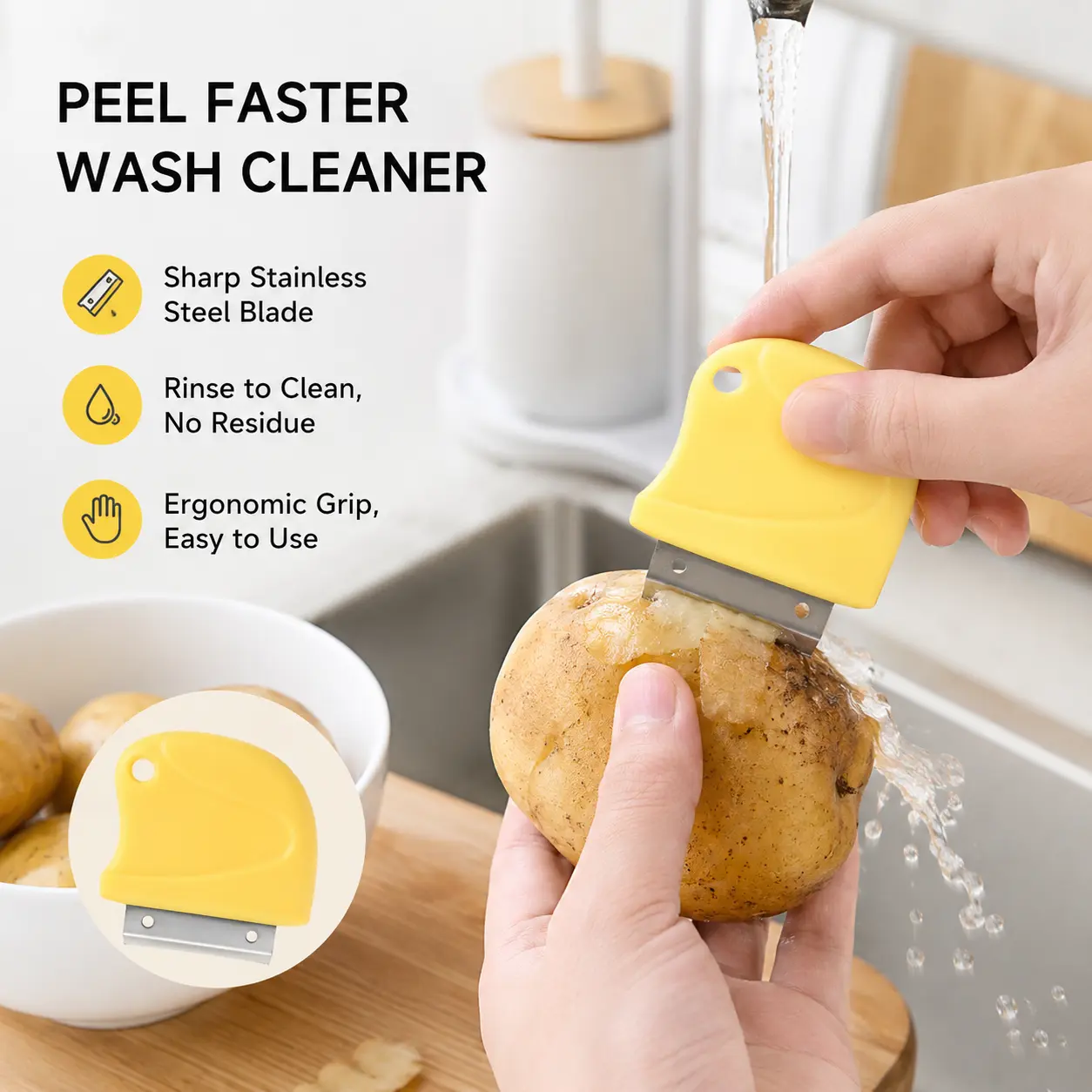 1 Count Mini Vegetable Peeler, 304 Stainless Steel Blade Non-slip PP Handle with Hanging Hole, for Kitchen Root Vegetable Peeling