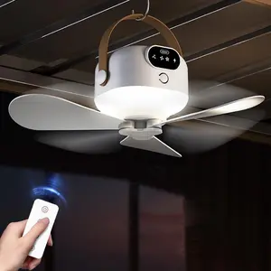 Rechargeable LED Ceiling Fan Light, Portable 3 Speed Wind Speed Ceiling Fan Light with Remote Control, Hanging Camping Environment Luminous Ceiling Fan for Bedroom, Kitchen, Living Room, Multifunctional Ambient Lights, Led Lighting Fan