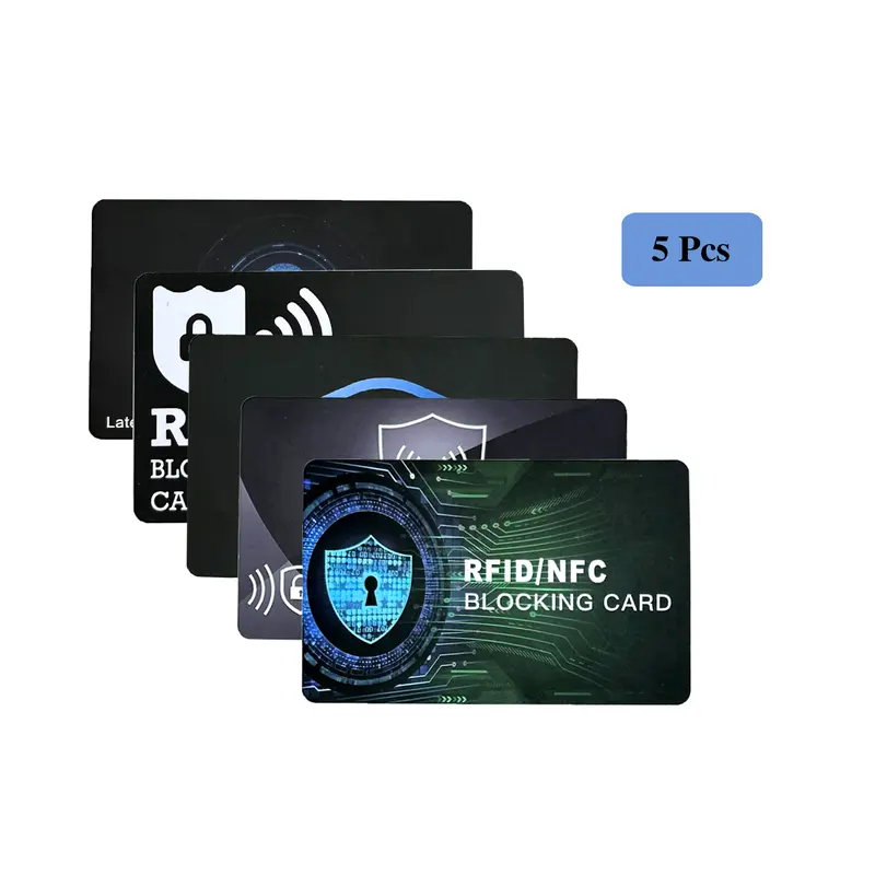 HAILTH 5-Pack Ultra-Thin RFID Blocking Card Covers, Jamming Chip Holder with Broad Working Distance for Wallet, Shields Entire Wallet/Purse, NFC Bank Debit ID ATM Protector for Men's Card & ID Cases (Father's Day Gift)