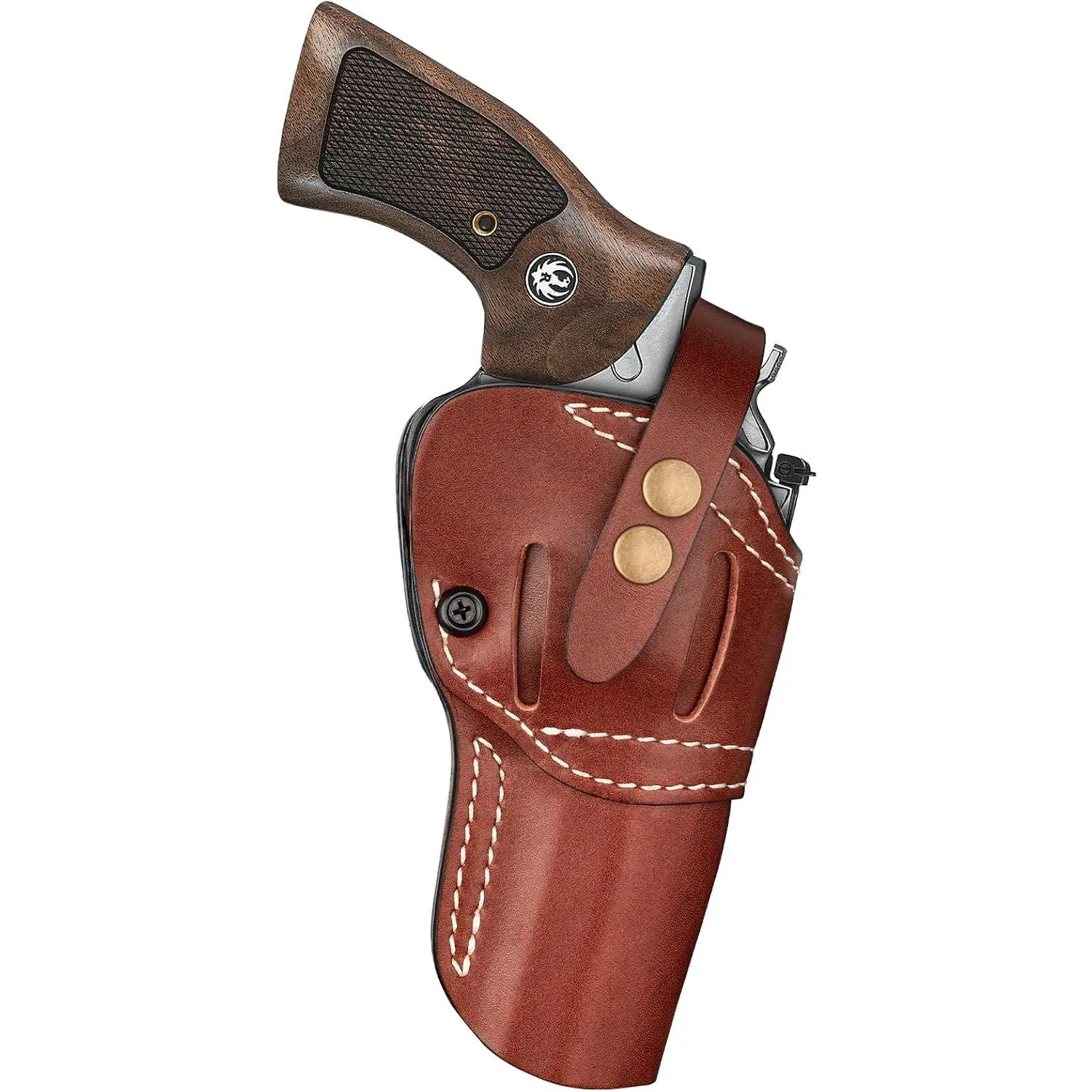 Premium Leather Revolver Holster for Ruger GP100/6, S&W Model 10/66/686/629/586/Classic 10/19, Taurus 65/66/627, Colt Python 4.0-4.25in & Similar Frames - Adjustable Retention, Ambidextrous, Deep Brown Hunting Accessory