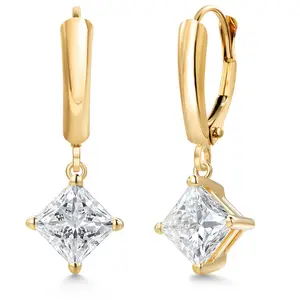 2.60 Cttw IGI Certified Lab Grown Diamond in 14K Yellow Gold Earrings for Women | Princess | E-F Color | VS1-VS2 Clarity
