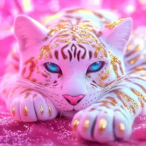 5D DIY Full Drill Round Diamond Painting - Diamond Art Kit Pink Leopard Mosaic, Canvas - DIY Decorative Painting, Home Wall Decor, Handicraft, Suitable for Halloween and Christmas, Birthday, Anniversary and Handmade Gifts