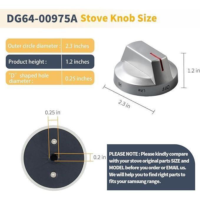 DG64-00975A Stove knobs Replacement for Samsung Stove Parts NE/NX9000T NX60T8511SS/AA DG94-03443A Oven Knobs Samsung Gas Range Parts Gray Burner Knobs Stove Control Knobs Cooktop Knobs 5 Pcs