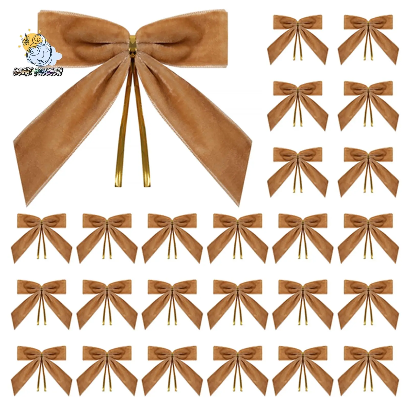 Christmas Decorative Velvet Bow 24 Pcs Set Artistic Wreath Decor Holiday Decorations Ornament