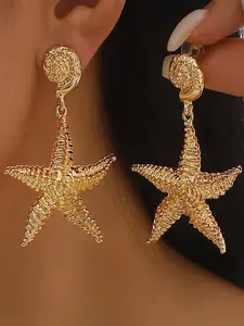 Creative Starfish Design Dangle Earrings, Dolphin Earrings, Fashionable Ocean Themed Jewelry for Women, Daily Clothing Decor, Trendy All-match & Exquisite Jewelry for Birthday Gift