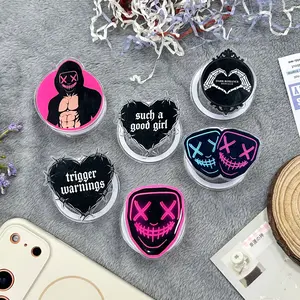 Kawaii Cute Baphomet Goat Acrylic Phone Grip | Spooky Creepy Cute Pastel Goth Horned Monster Griptok Stand for Case | Aesthetic Dark Magic Pentagram Smartphone Ring Holder | Unique Halloween Alternative Tech Gift for Girls