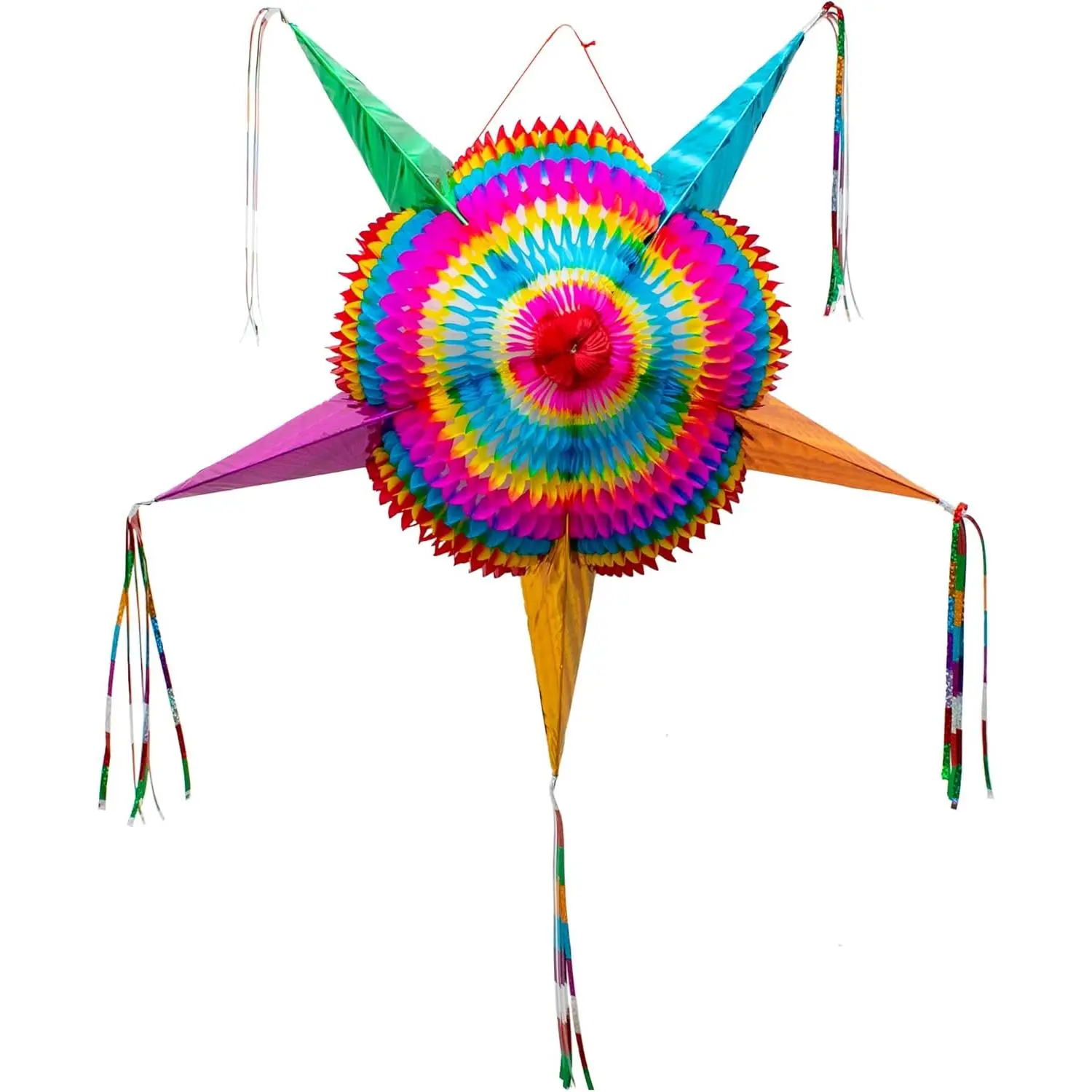 Authentic Handmade Foldable 32 Inches Large Mexican Star Pinata for Birthday Party Fiesta Cinco de Mayo